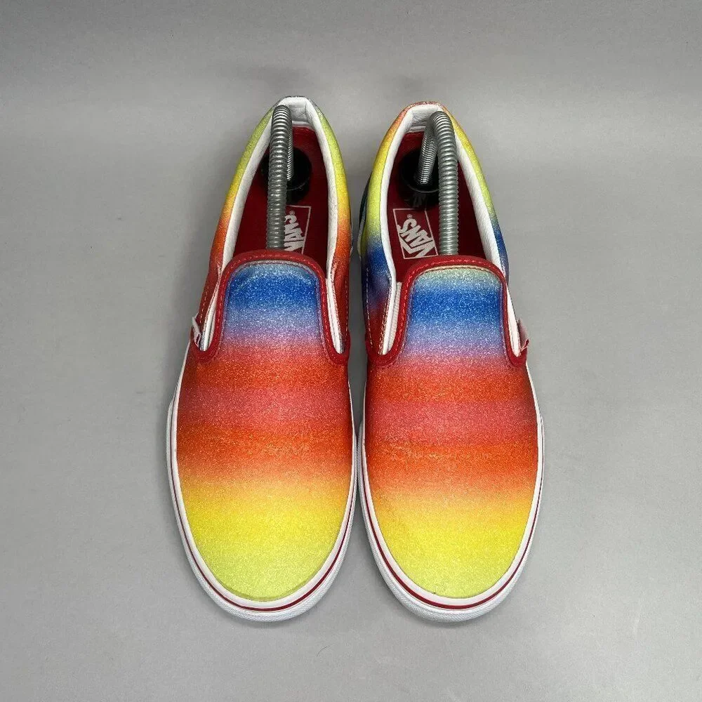 Vans Sneakers Girl's‎ Size 7 Colorful Sparkly Slip On Low Top Skate Shoes